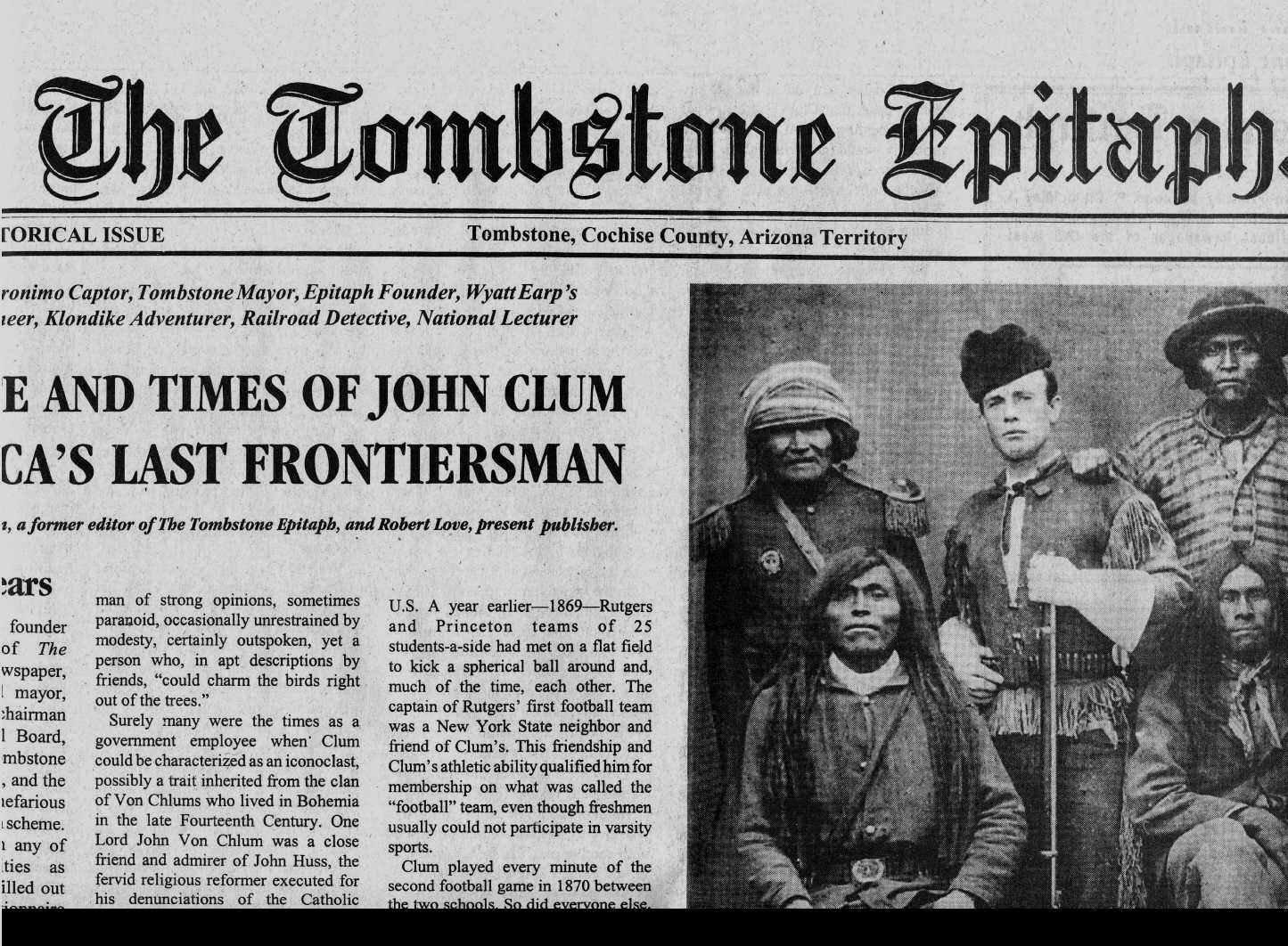 A copy of The Tombstone Epitaph newspaper