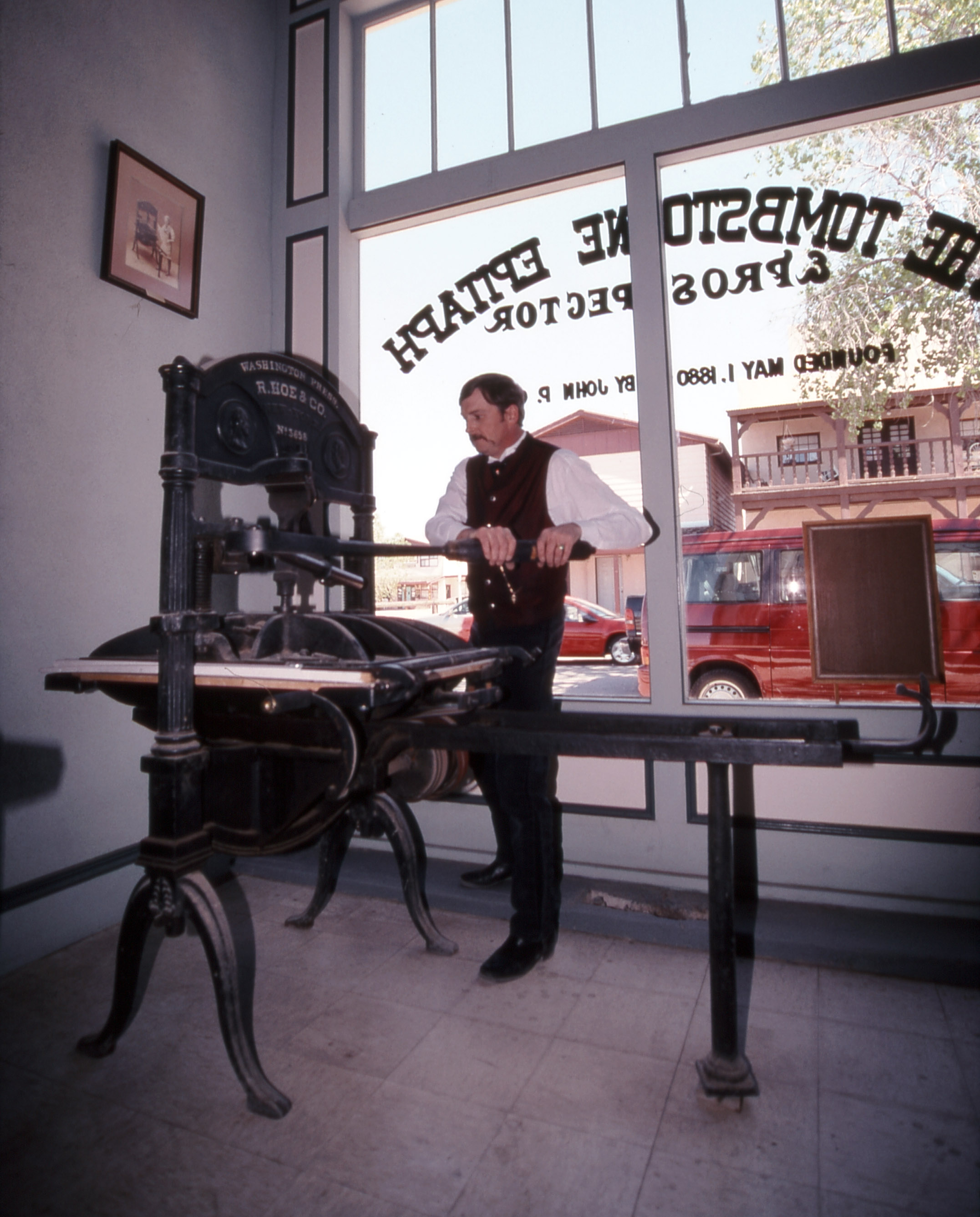 Historic printing press at The Tombstone Epitaph